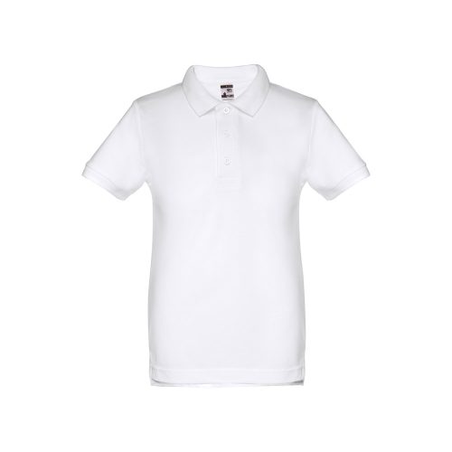 THC ADAM KIDS WH II. Kids short-sleeved 100% cotton piqué polo shirt unisex). White