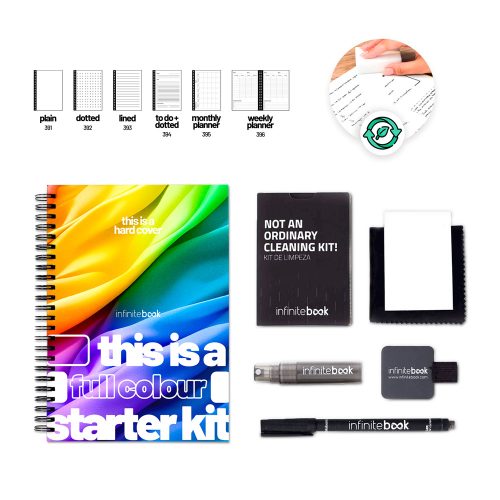 HARDCOVER A5 STARTER KIT - FULL COLOUR. Starter Kit A5 "Infinitebook" with hard cover, includes ‘Full Colour’ customisation on the front and back covers