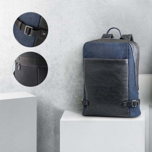 DIVERGENT BACKPACK I. 15.6" Laptop backpack in denim and PU