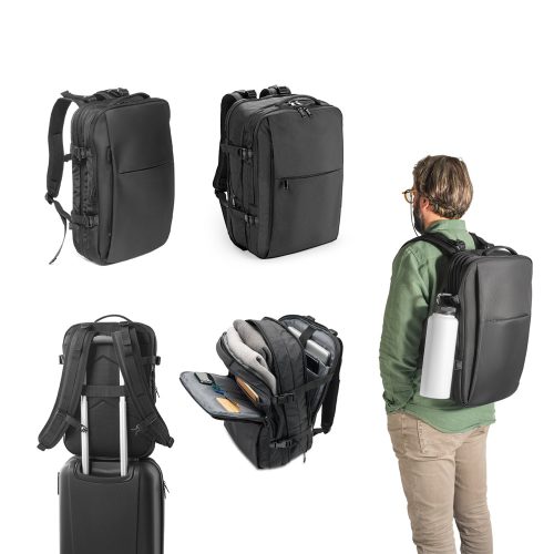 DALLAS. High-density recycled 600D polyester travel backpack for 17.3" laptop