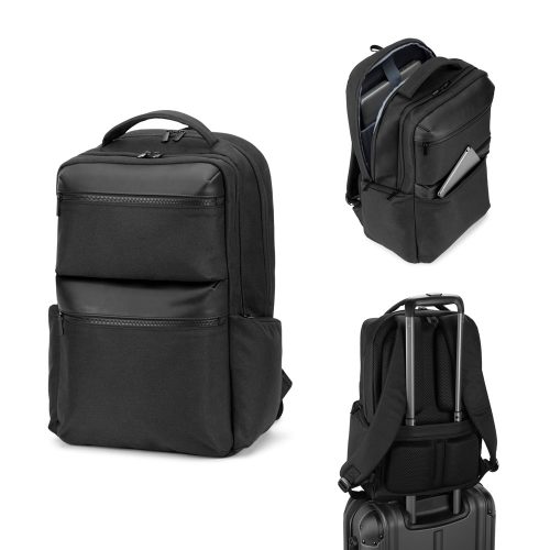 COPENHAGEN. Water-repellent recycled twill backpack with two large front pockets 17.3"