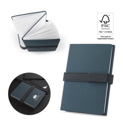 SANDERSON. A5 notepad in PU (50% recycled) with two blocks: lined pages and plain pages