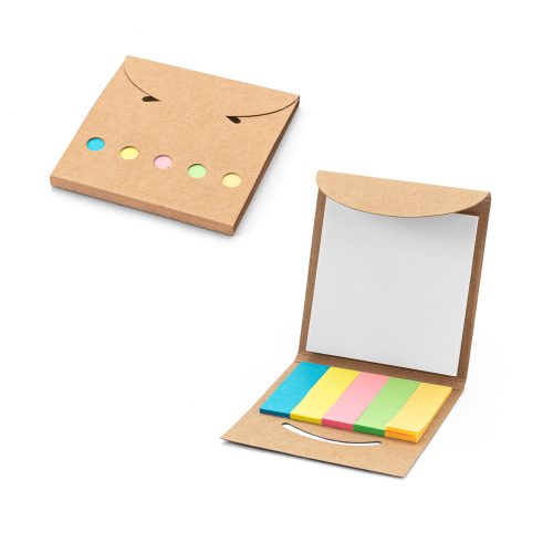 AINSLEY. 2-in-1 office set, made from 100% recycled paper, with 6 sticky notepads