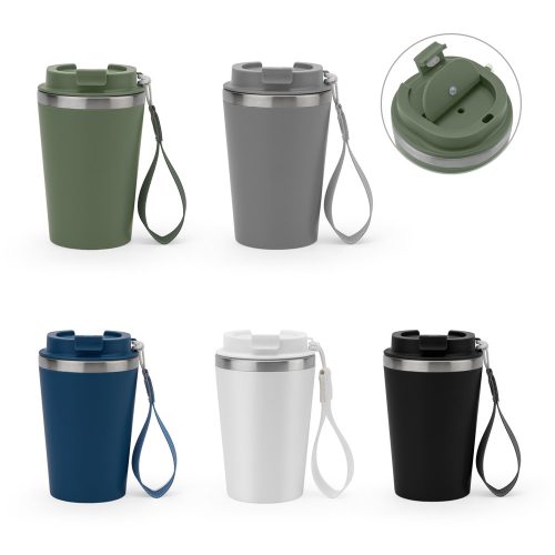 SPITZ. Stainless steel travel mug (90% recycled) with PP outer wall and matte finish 440 mL