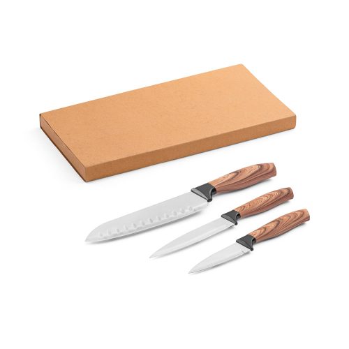 BAHARAT. Set of 3 kitchen knives with stainless steel blades and ergonomic handles