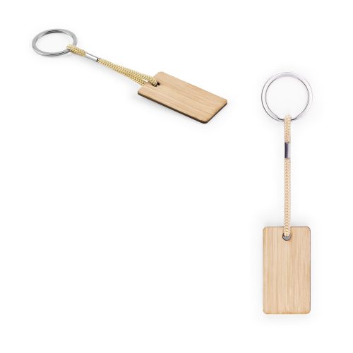 HOPPS. Rectangular bamboo keyring with PET cord
