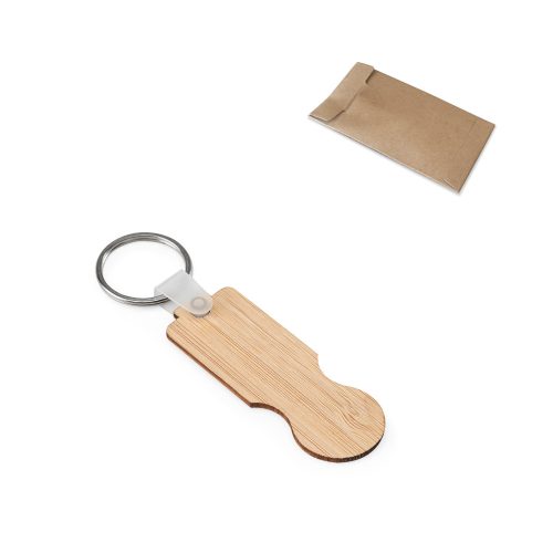 SHOPZ. Bamboo key ring with coin-shaped end