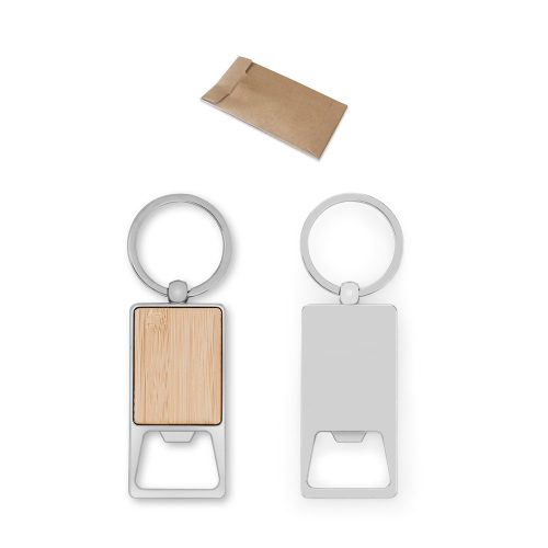 SYLVESTER. Rectangular iron keychain with bottle opener
