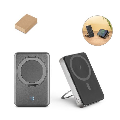 WARSHEL 10. 10.000 mAh magnetic power bank with 15W superfast wireless charger in recycled ABS (100% rABS) with stand