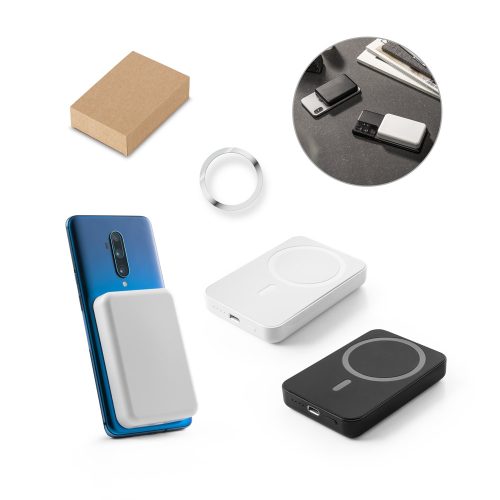 AMPERE 5. 5,000 mAh magnetic power bank with 15W superfast wireless charger in recycled ABS (100% rABS)