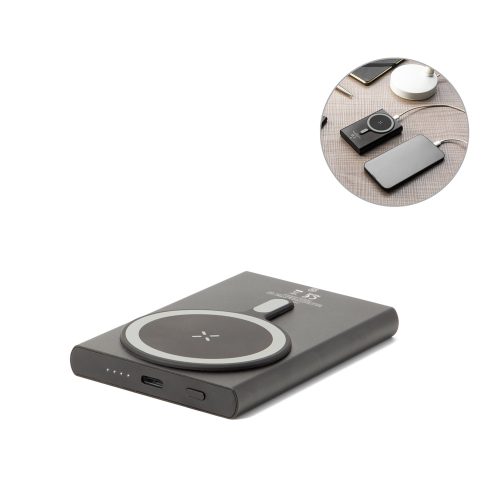 WRIGHT 5. Magnetic power bank with super-fast charging in recycled aluminum and recycled ABS 5.000 mAh