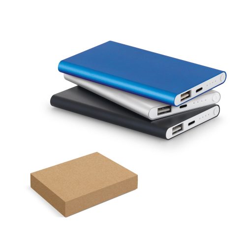MARCET. Power bank slim 4.000 mAh in Recycled ABS (70% rABS) and recycled aluminium (30% rAL)